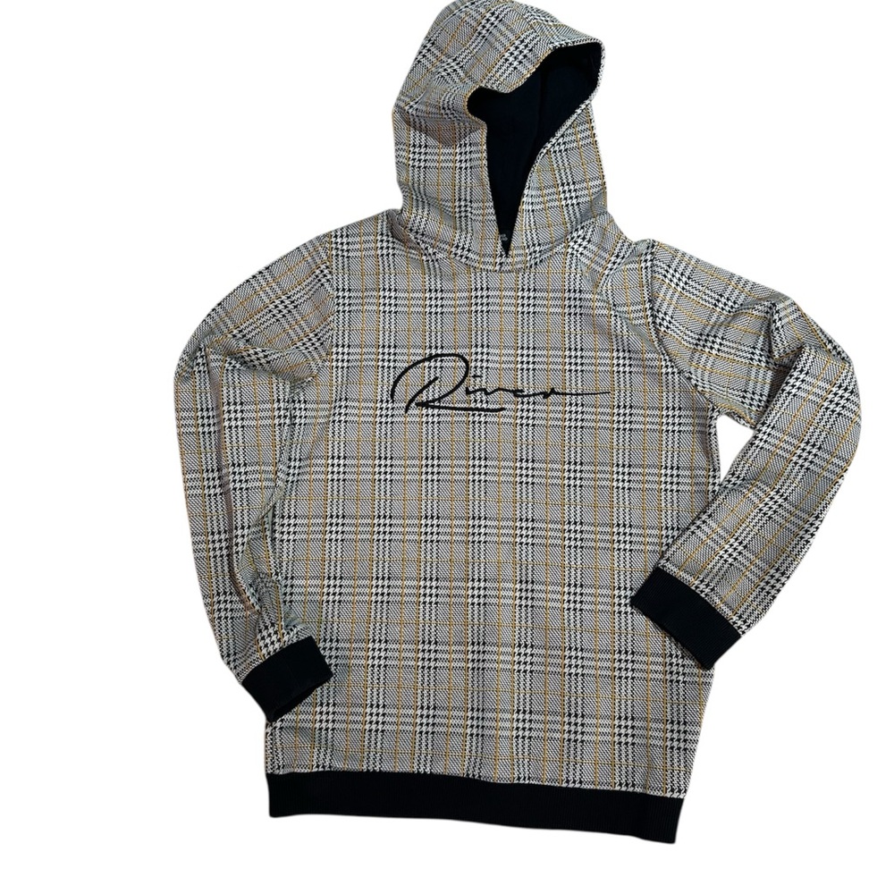 River Island Plaid Hoodie with Black Accents